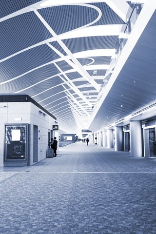 Interior details of main terminal building of airport